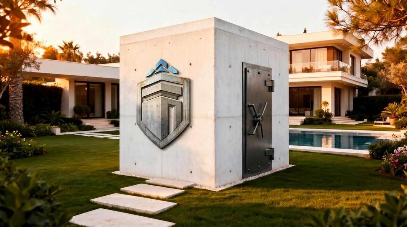 מיגונית בטון של SKYBUNKER מוצבת בחצר בית ישראלי